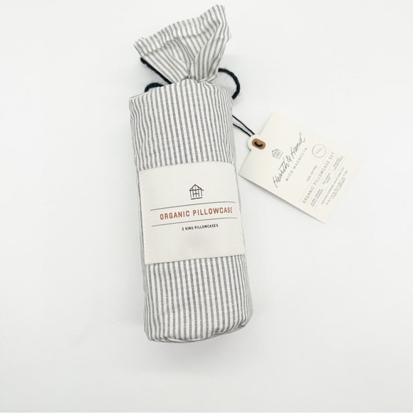 Hearth & Hand with Magnolia Organic Microstripe sour Cream King Pillowcase set - Picture 3 of 10